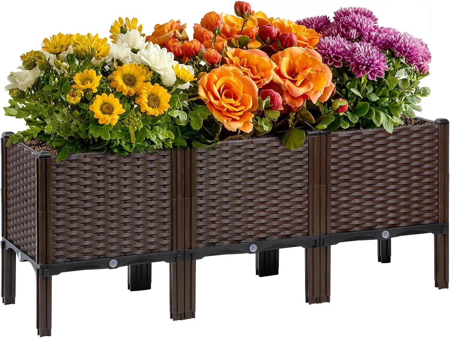 Self Watering Planter - Outdoor Gardening Rattan Planter, Natural Color,