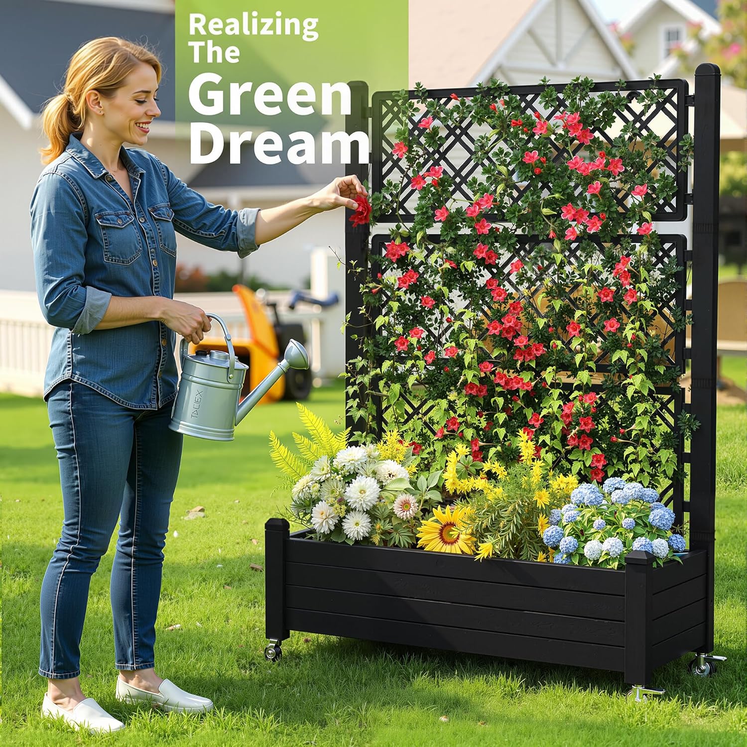 Raised Garden Bed with Trellis - Self Watering Planter ulasan dan harga