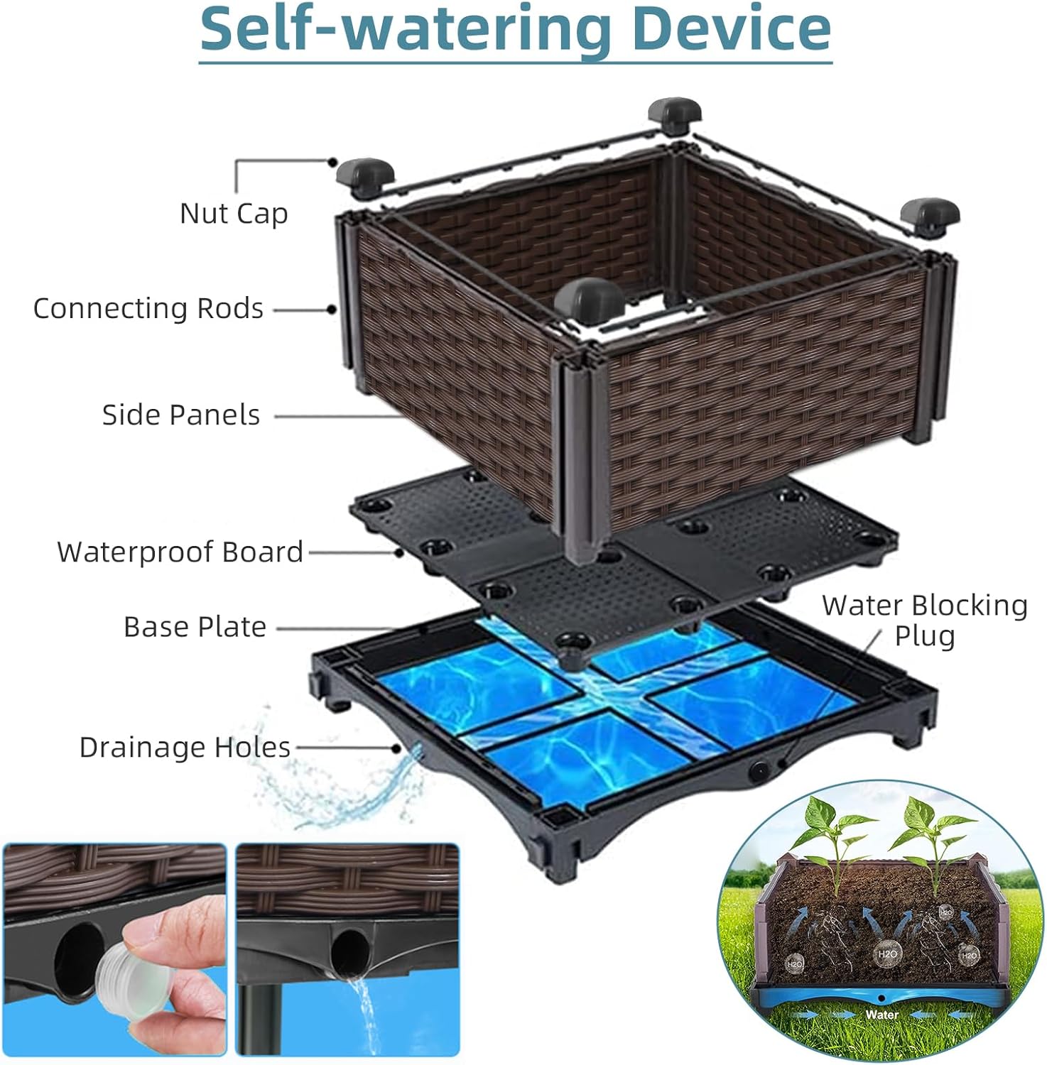 Outdoor Gardening Rattan Plant - Self Watering Planter ulasan dan harga